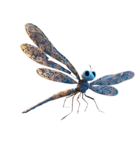 libellule bleue transparent