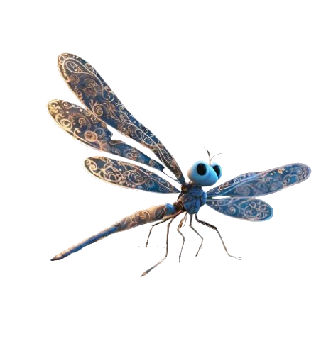 libellule bleue transparent